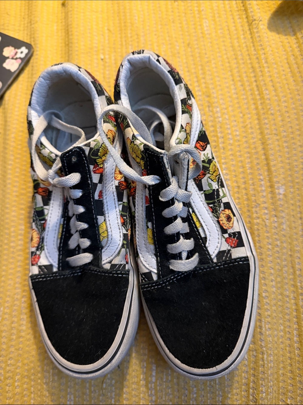 Vans Kids Old Skool Black Floral Skate Sneakers